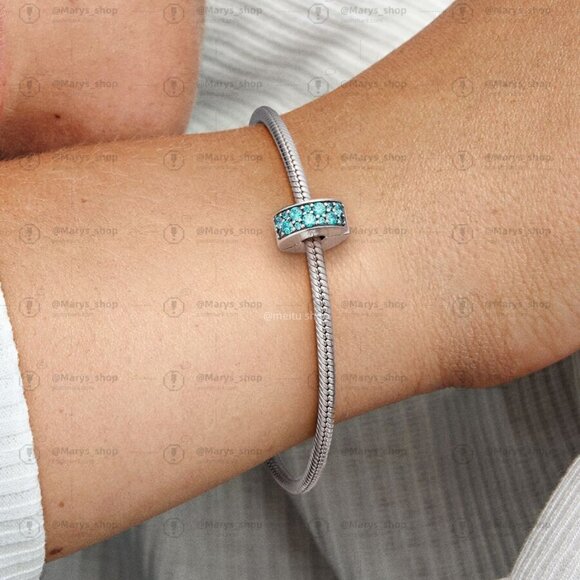 Pandora Teal Pavé Clip Charm|Pendant - Picture 2 of 2